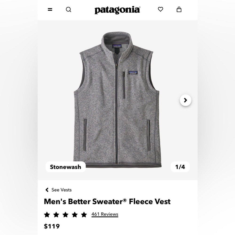 Patagonia Men’s Better Sweater Vest | Gray | Size L